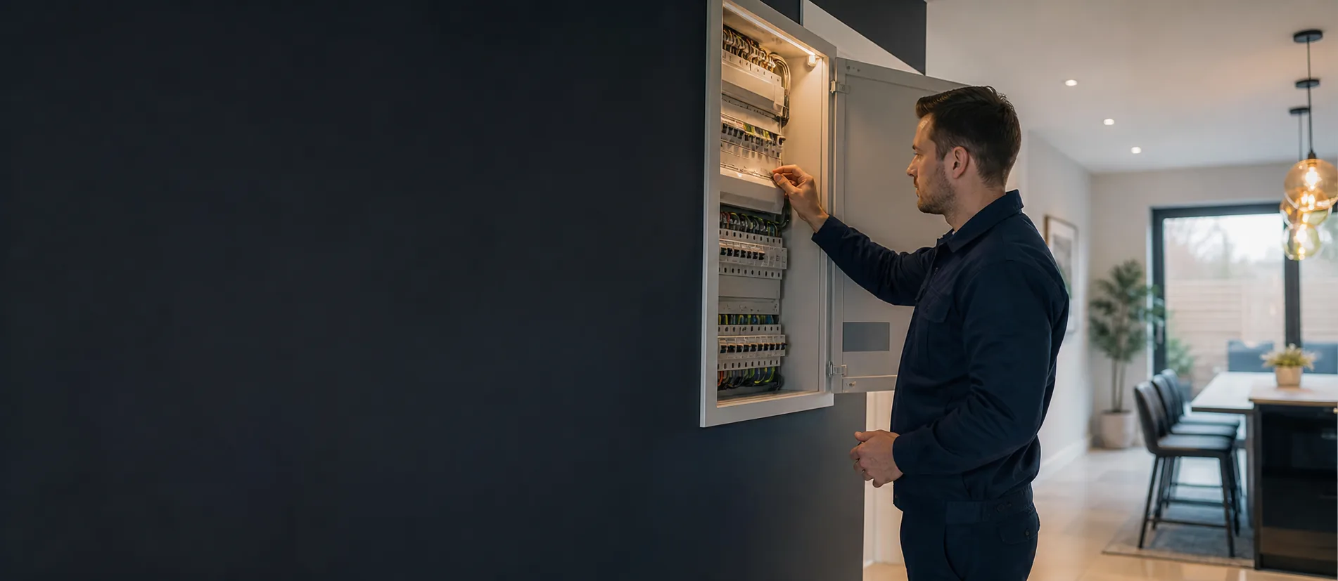 Electrician checking a residential consumer unit