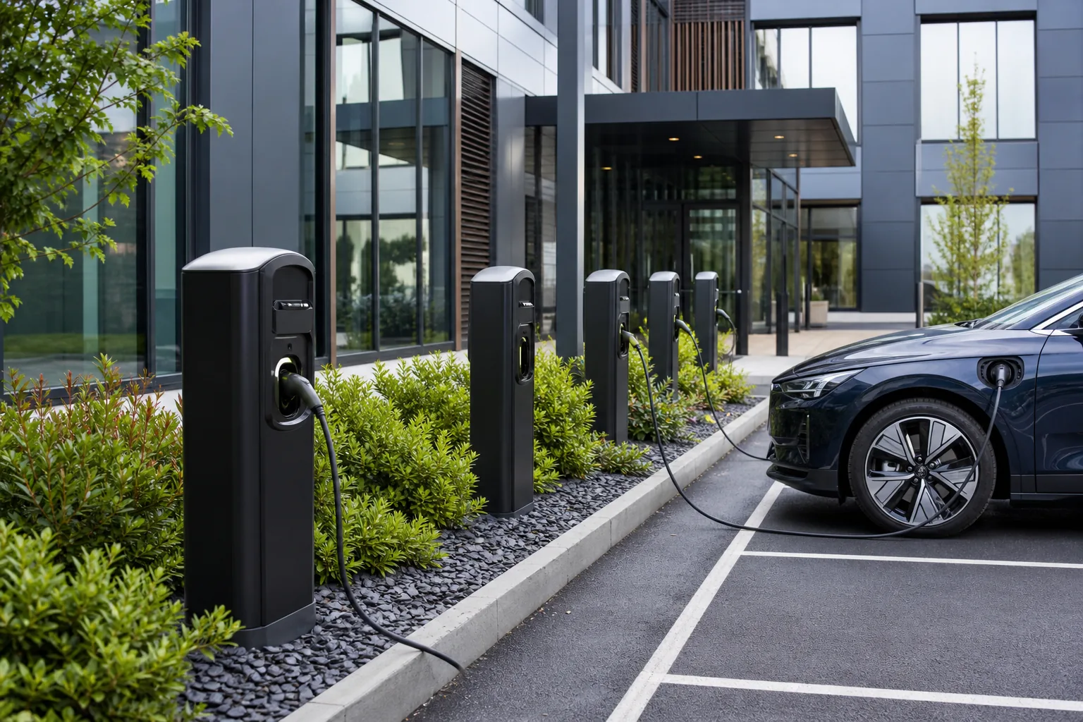 EV charging points at a modern office